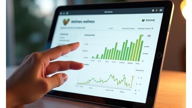 Grafikon napretka vitalnosti na digitalnom displeju, prikazujući poboljšanje